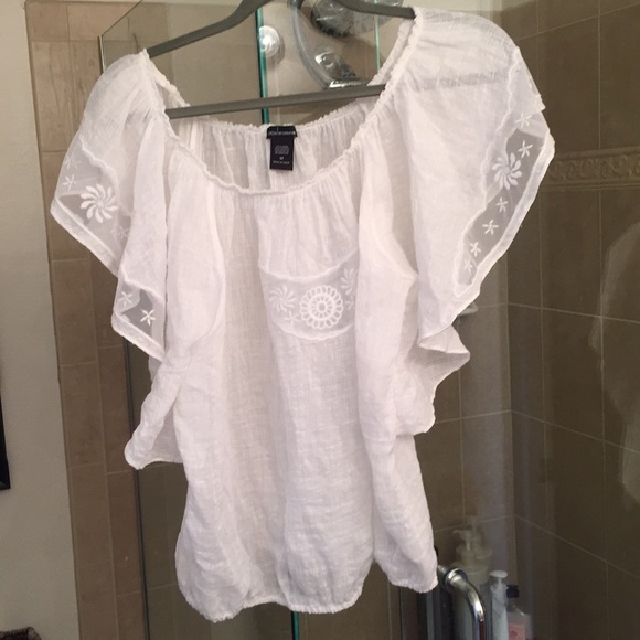 Moda International Tops - Sheer peasant top